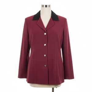 Helene Blake Blazer L Red Black Jacket Microfiber Vintage 90s Western Yuppie Mod